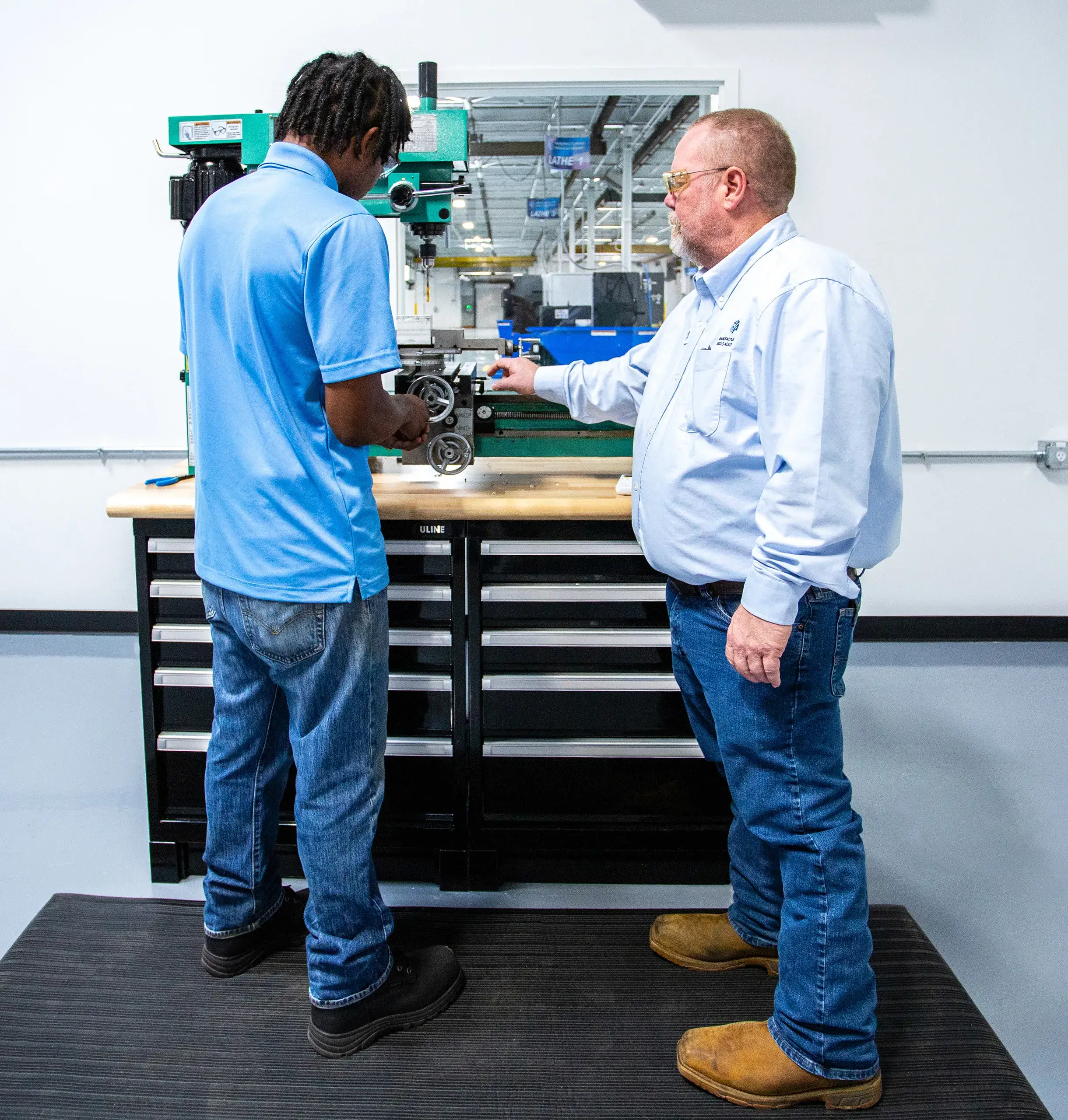 Instructor showing equipment to participant
