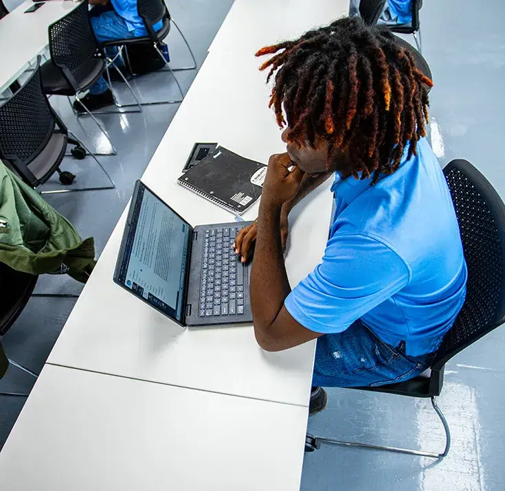Participant looking at laptop